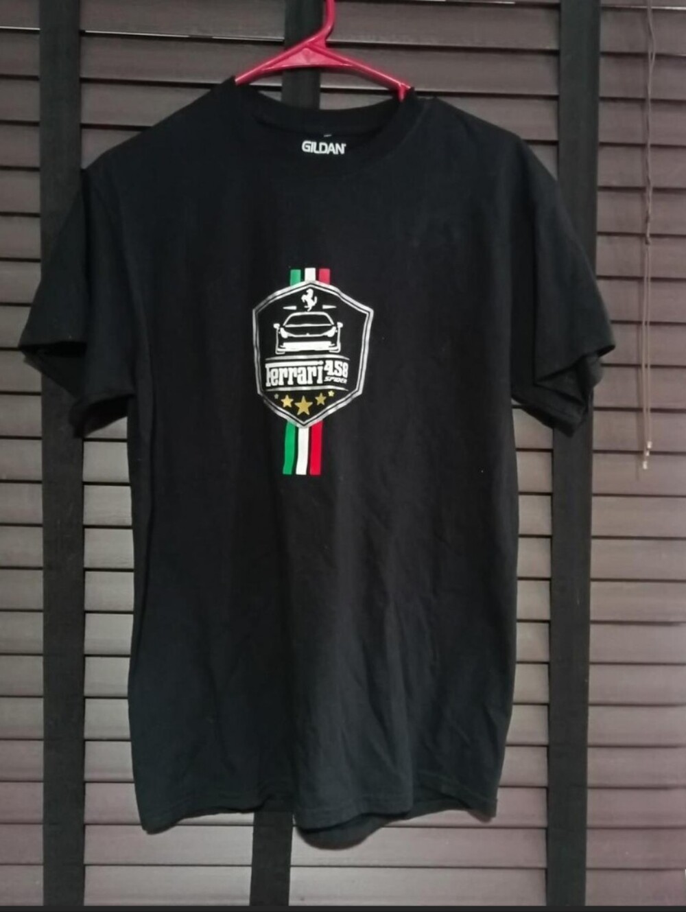 Gildan Black Ferrari Shield Graphic Tee with Italian Stripe